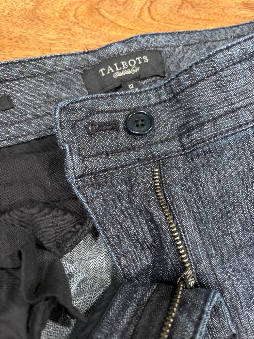 Talbots Navy Dark Wash and Herringbone Slightly Flared Dress Jeans Sz - Picture 6 of 11